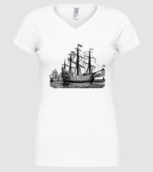Vapoare model alb pe tricou
