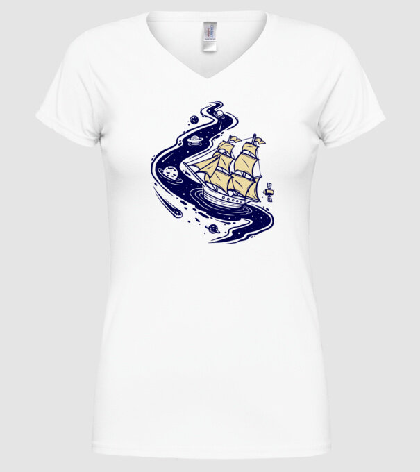 Vapoare model alb pe tricou