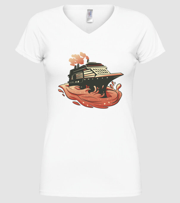Vapoare model alb pe tricou