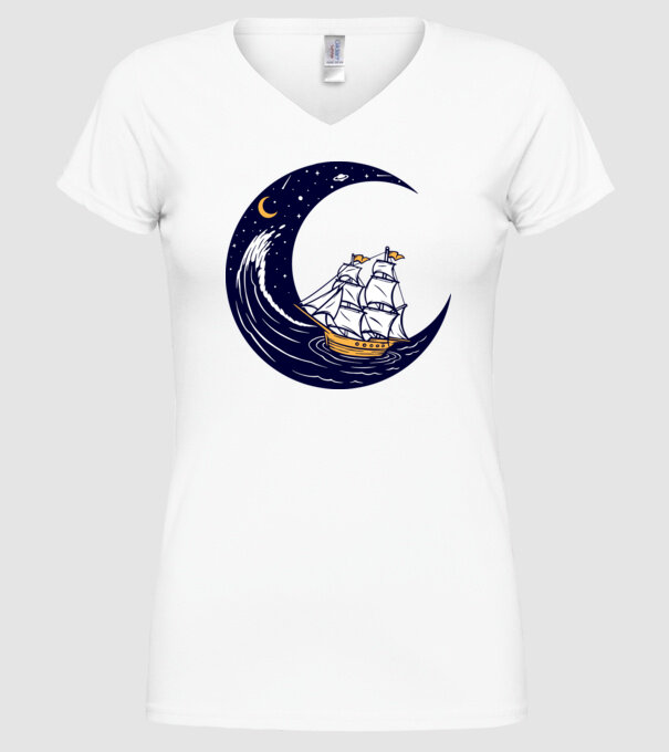 Vapoare model alb pe tricou