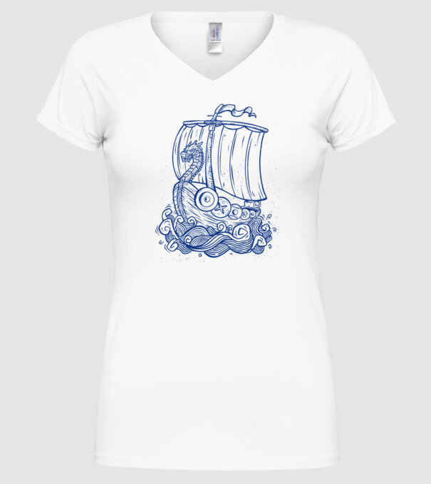 Vapoare model alb pe tricou