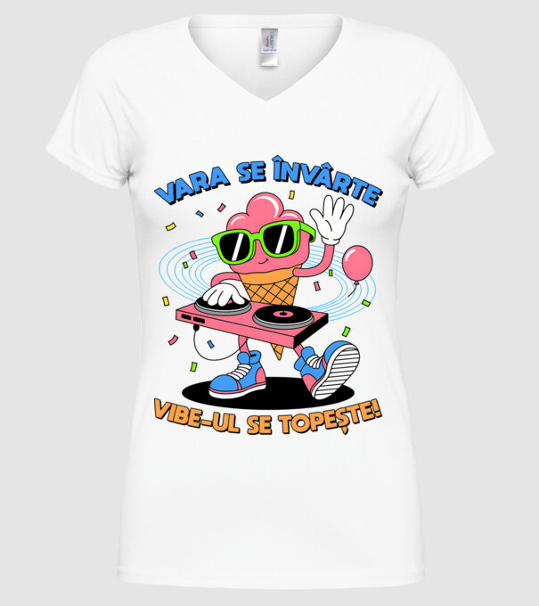 Vara se învârte model alb pe tricou