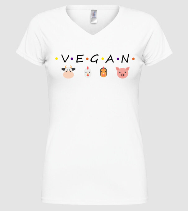 Vegan friends model alb pe tricou