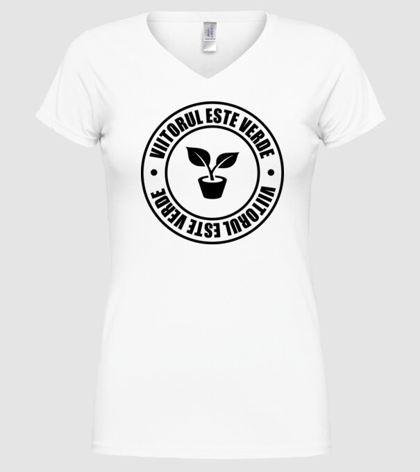 Viitorul este verde model alb pe tricou