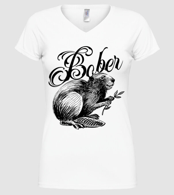 Vintage Bober model alb pe tricou