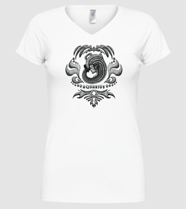 Vintage zodiac aquarius model alb pe tricou