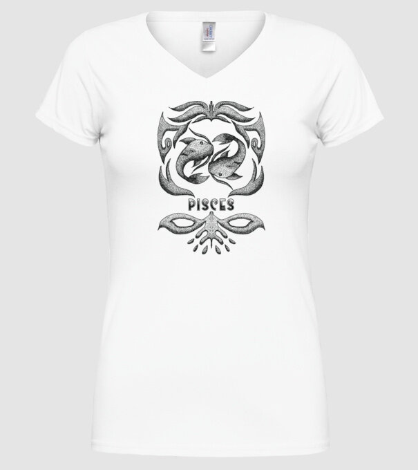 Vintage zodiac pisces model alb pe tricou