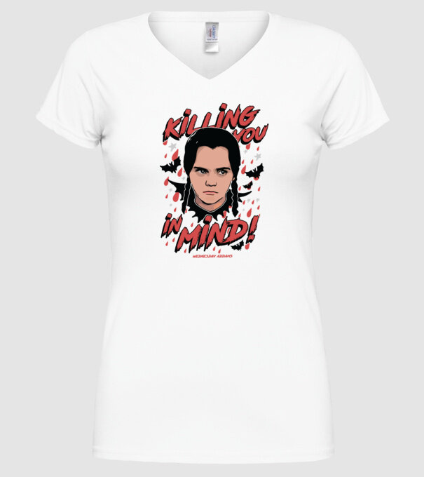 WEDNESDAY Killing You in my mind model alb pe tricou