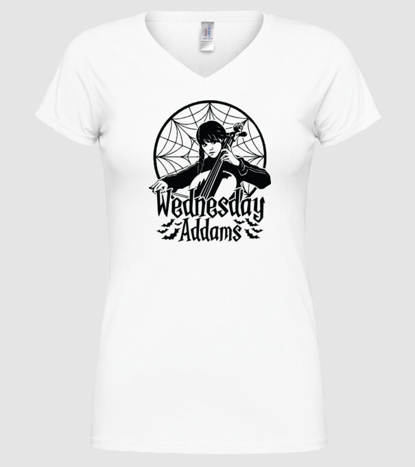 Wednesday Window model alb pe tricou