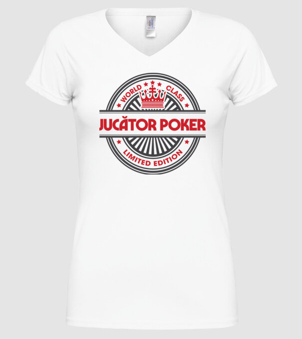jucător poker model alb pe tricou