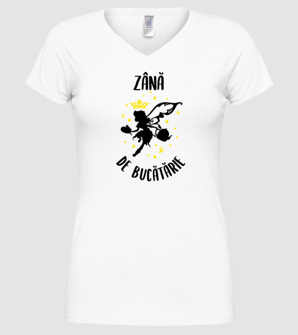 zână de bucătărie model alb pe tricou