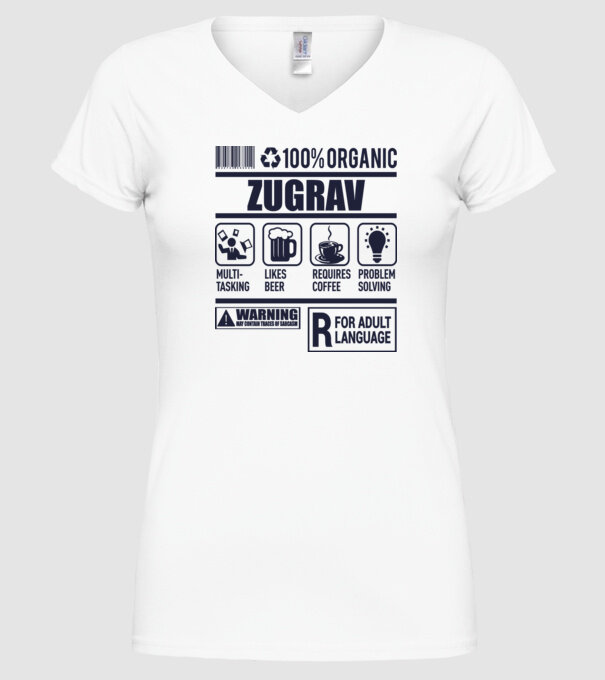 ZUGRAV model alb pe tricou