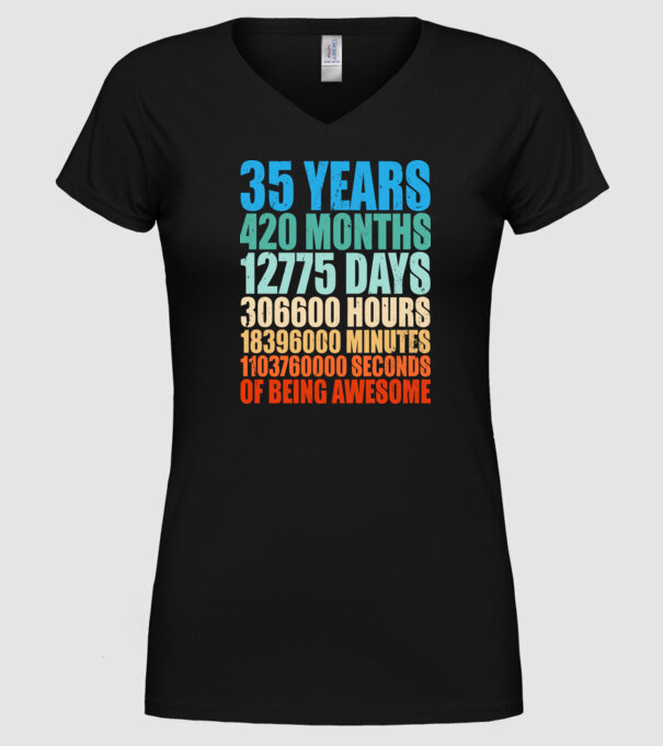 35 years of being awesome model negru pe tricou