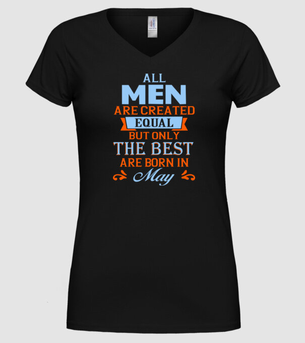 All men created equal but only the beat are born in may model negru pe tricou