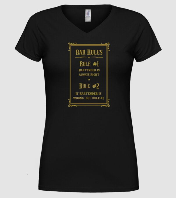 Bar rules model negru pe tricou