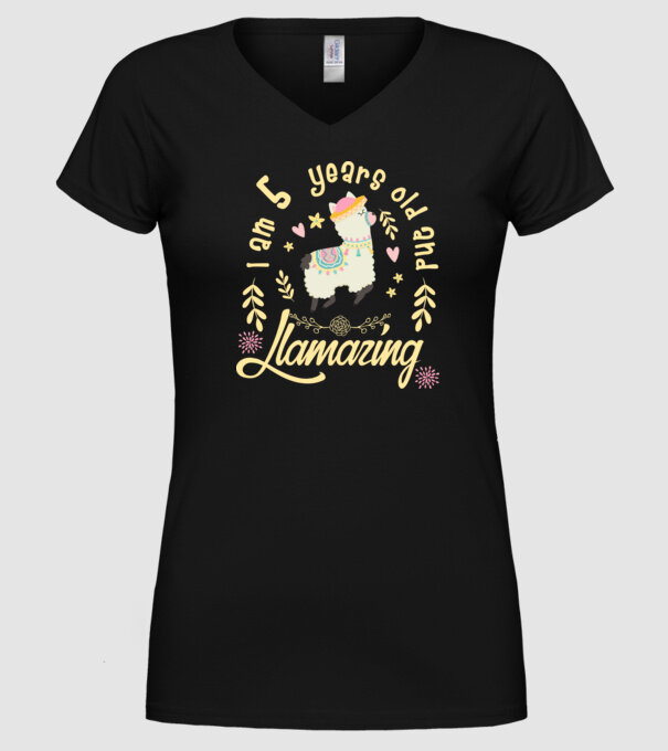 Birthday Llamazing 5 years old model negru pe tricou
