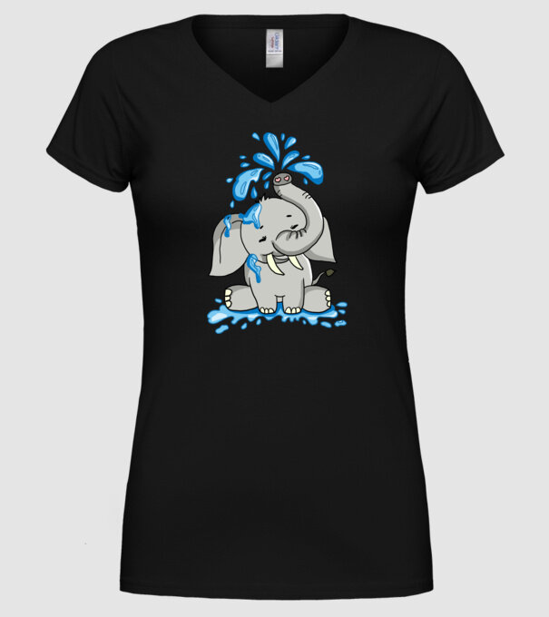 boldog elefánt model negru pe tricou