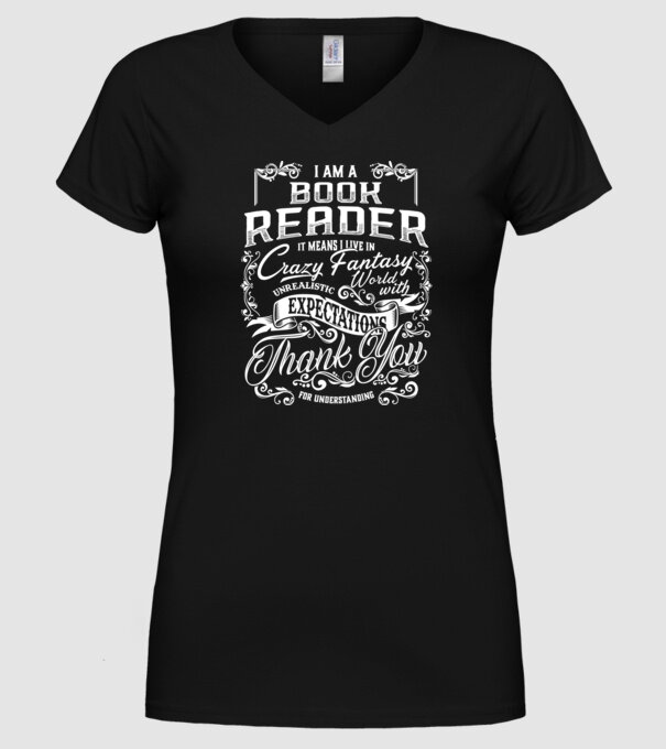 Book reader model negru pe tricou