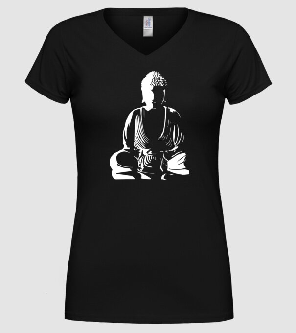 buddha silhouette model negru pe tricou