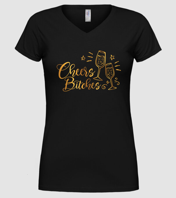 Cheers Bitches model negru pe tricou