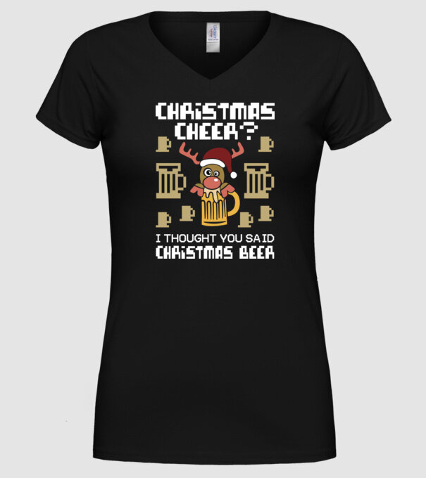 Christmas beer pulovăr urât model negru pe tricou