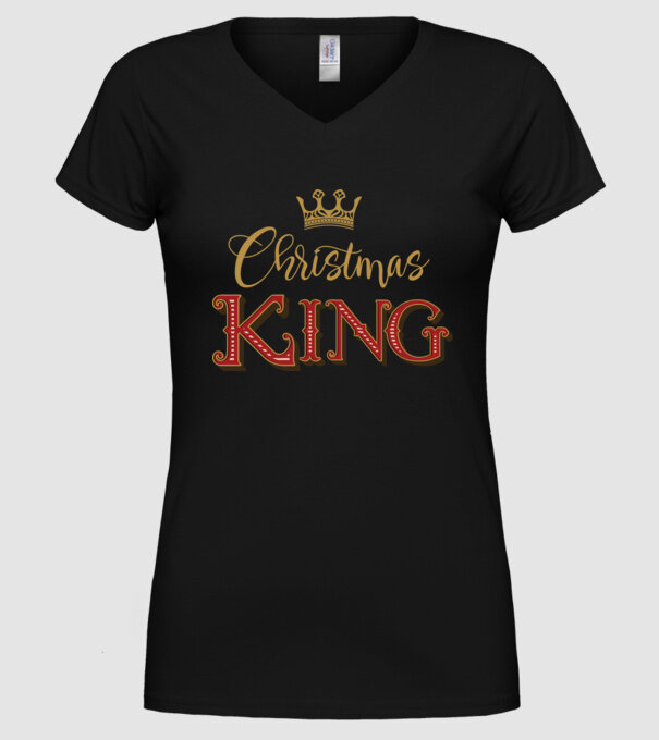 Christmas King model negru pe tricou