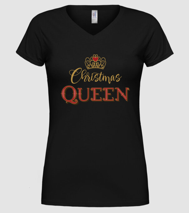 Christmas Queen model negru pe tricou