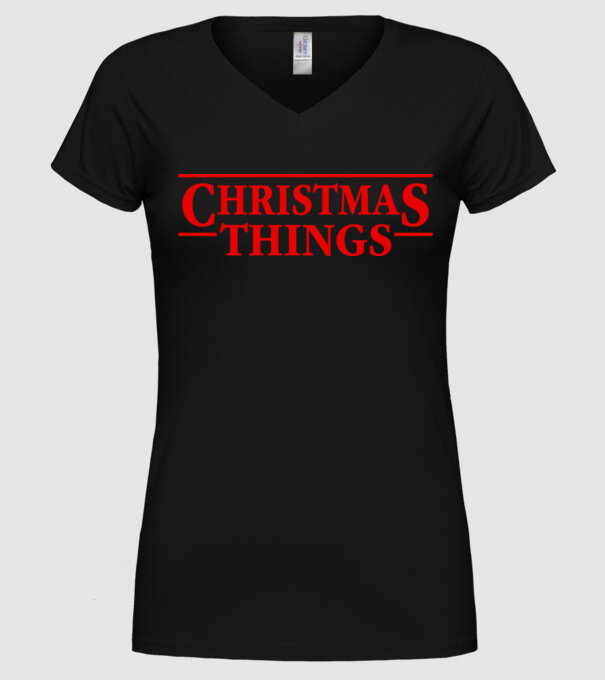 Christmas Things model negru pe tricou