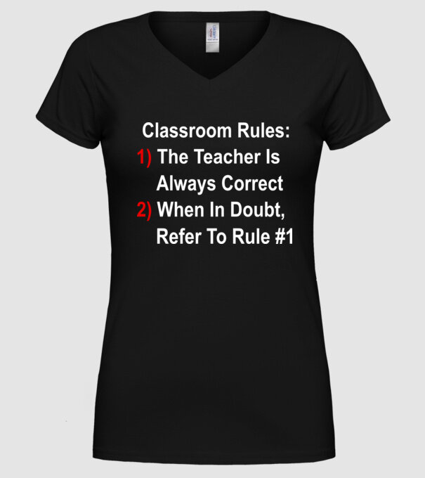 Classroom rules model negru pe tricou