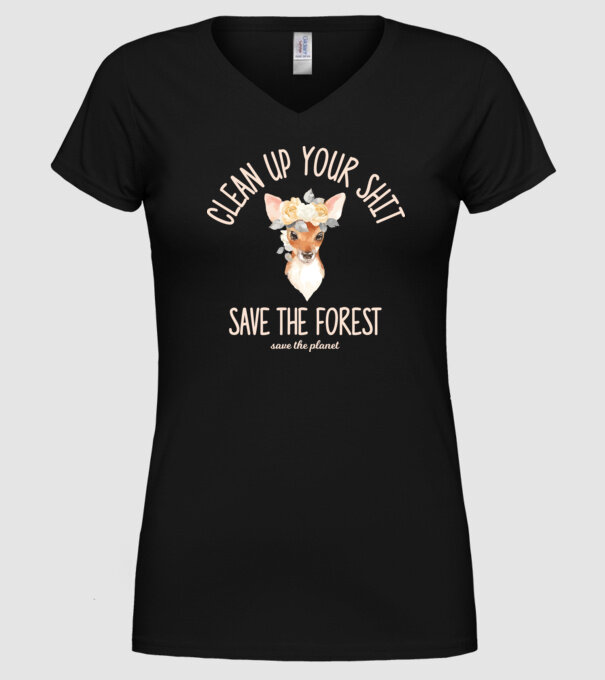 Clean up your shit model negru pe tricou