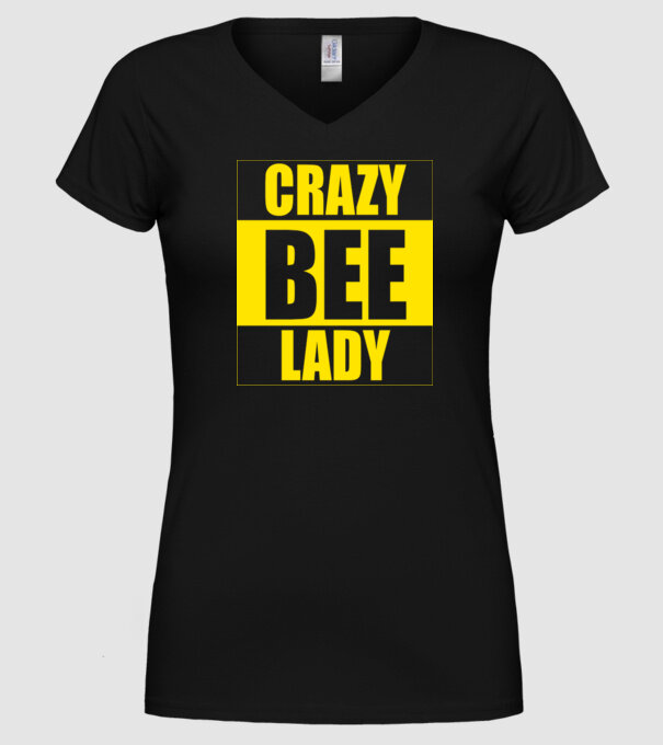 Crazy bee lady model negru pe tricou