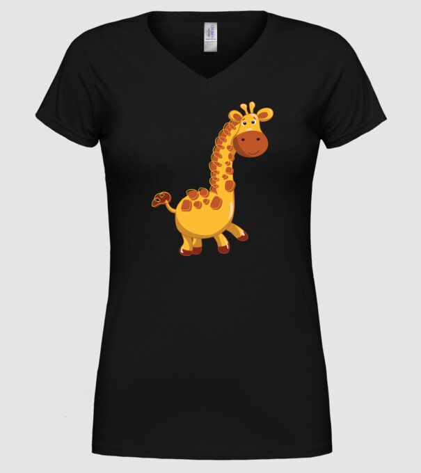 Cute giraffe model negru pe tricou