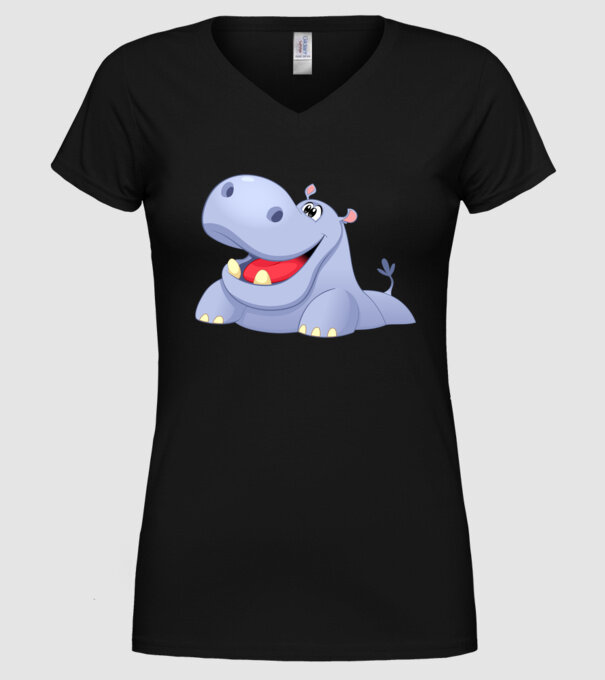 Cute Hippo model negru pe tricou