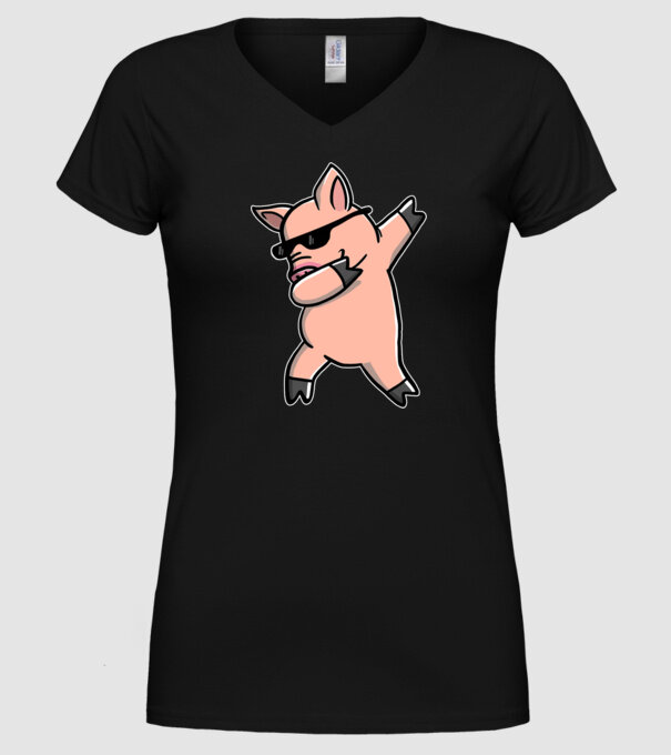 Porc dab model negru pe tricou