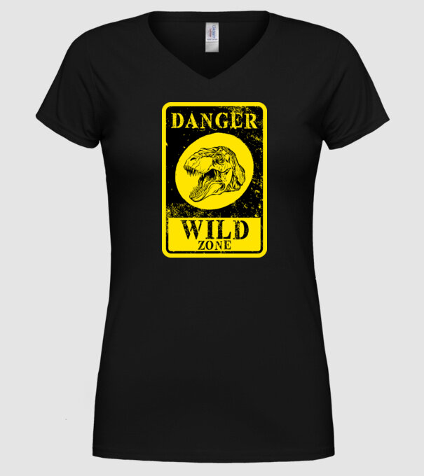 Danger wild zone model negru pe tricou