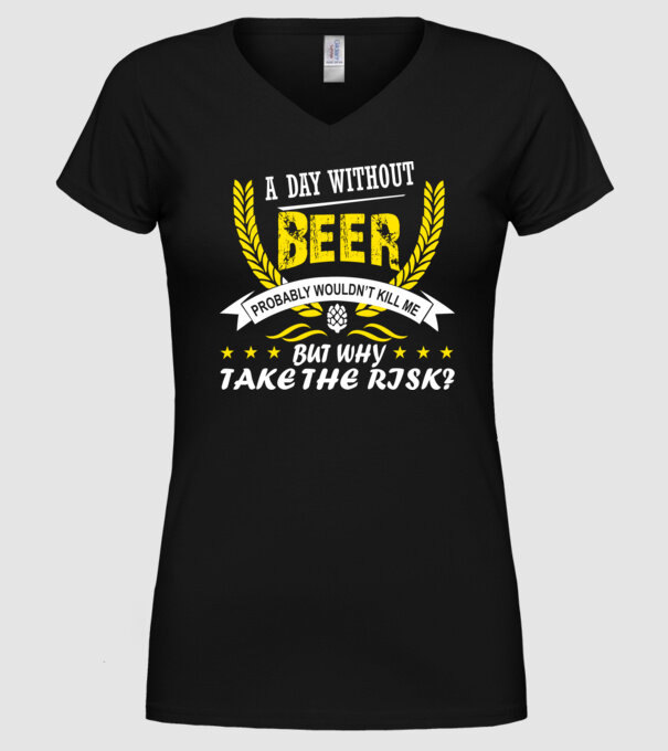 Day without beer model negru pe tricou