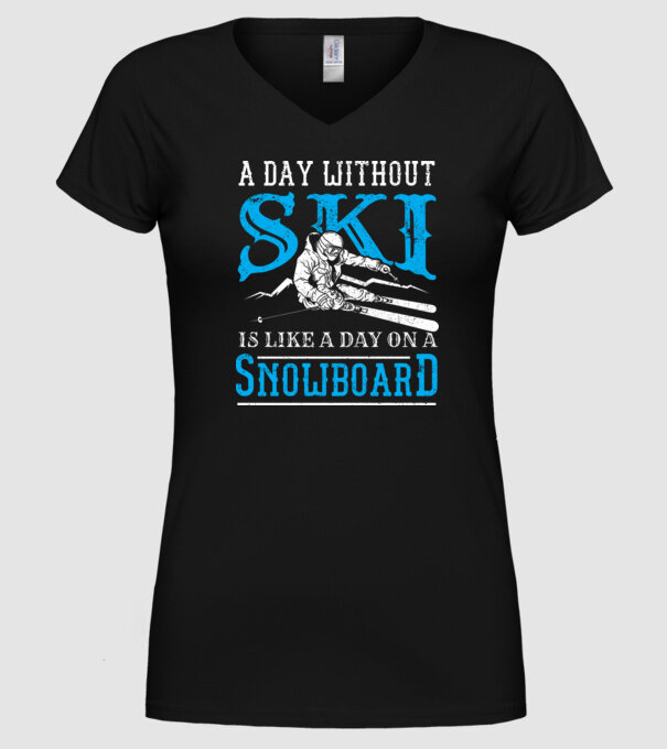 Day without SKI model negru pe tricou