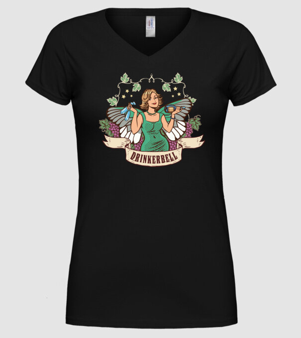 Drinkerbell model negru pe tricou
