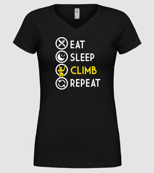 Eat sleep climb model negru pe tricou
