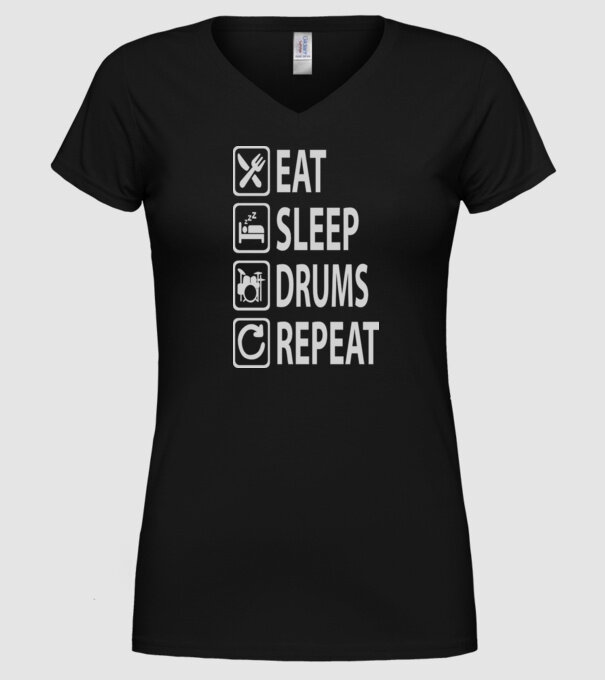 Eat Sleep Drum Repeat model negru pe tricou
