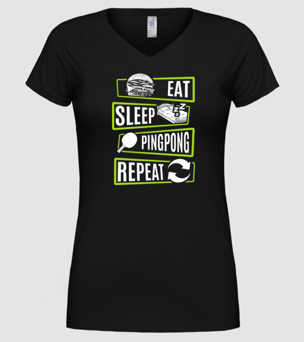 Eat sleep PING PONG repeat model negru pe tricou