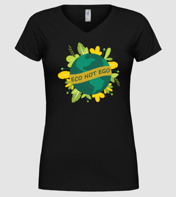 ECO NOT EGO model negru pe tricou