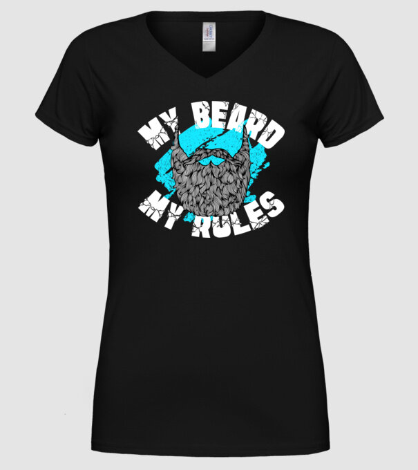 Barba mea, regulile mele (engleză) model negru pe tricou