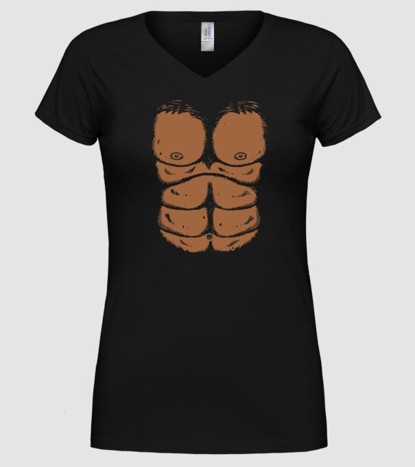 Piept de gorilă carnaval model negru pe tricou