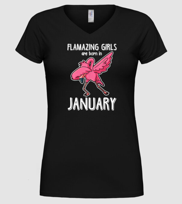Flamazing girls are born in january model negru pe tricou