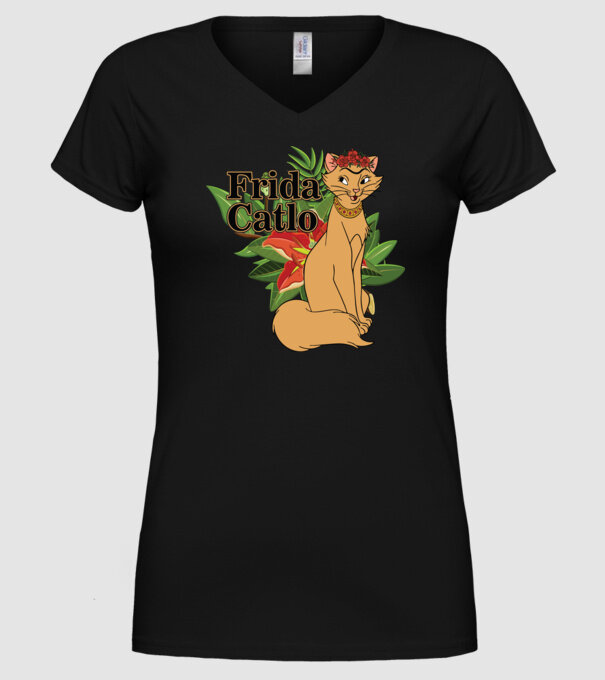 FridaCatlo model negru pe tricou