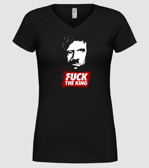 Fuck the king model negru pe tricou
