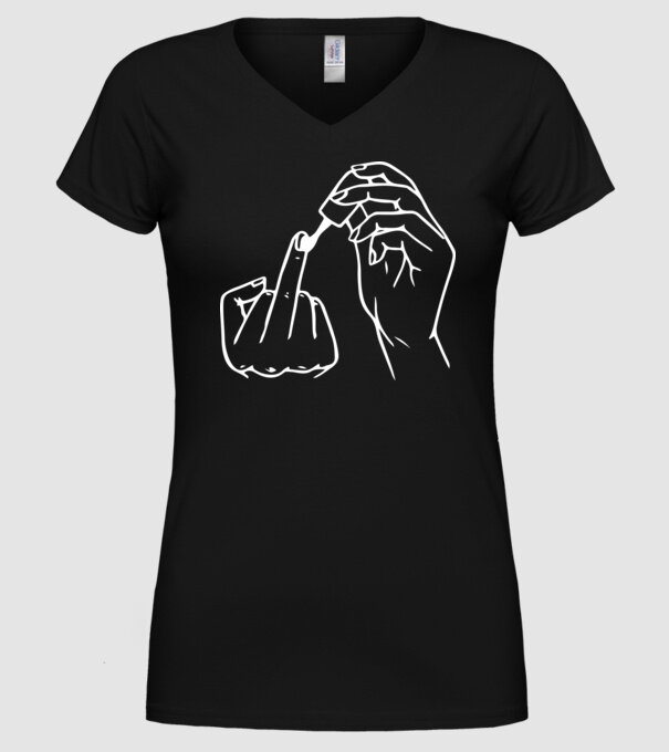 Nail polish Fuck U model negru pe tricou