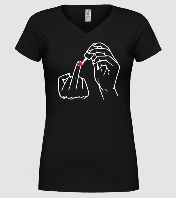 Nail polish Fuck U model negru pe tricou