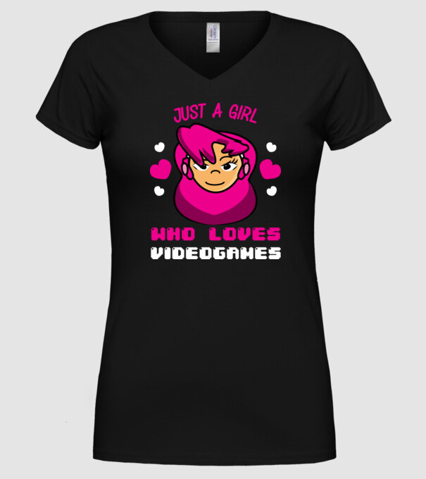 Girl Gamer model negru pe tricou